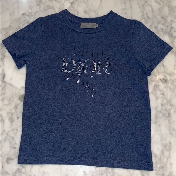 Dior Kids Blue Logo T-Shirt - Picture 1 of 4